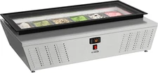 KM-CGD-6P45 45 In. 6-Pan Countertop Ice Cream Display Freezer with Glass Top, ET