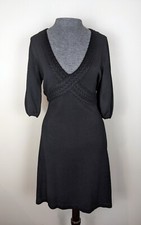Buffalo by David Bitton Little Black Deep Plunge Sweater Dress L NWT