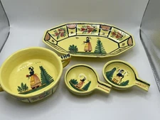 HB Herriot Quipped Solely Yellow 4 Pieces Lot Bowl Platter 2 Trinket Dish