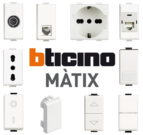 KIT BTICINO SERIE MATIX IMPIANTO ELETTRICO PRESE INTERRUTTORI PLACCHE DEVIATORI - Foto 1 di 25