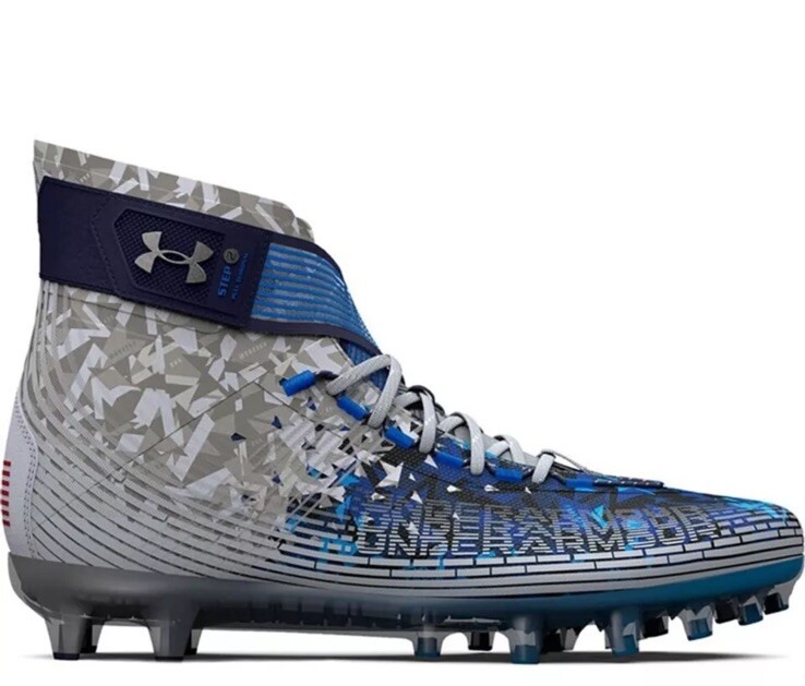 Under Armour UA Highlight MC LE USA Football Cleats Red Blue Size