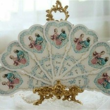Damen Faltbar Handfächer Lolita Viktorianisch Vintage Romantische Doppelseitig