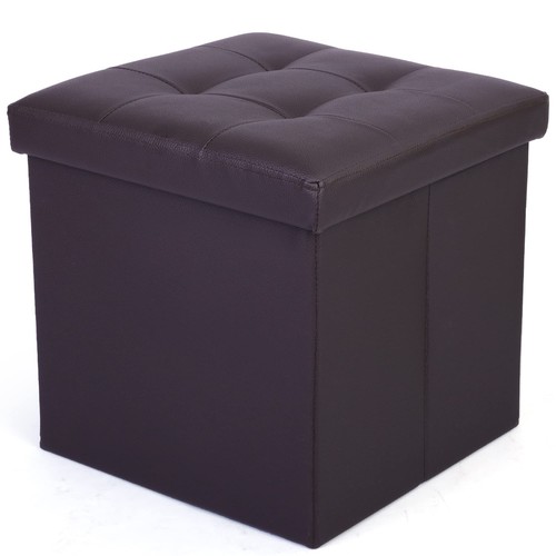 LotFancy Storage Ottoman Cube Brown Foot Stool Ottoman13x12x12 inch Square Ot...