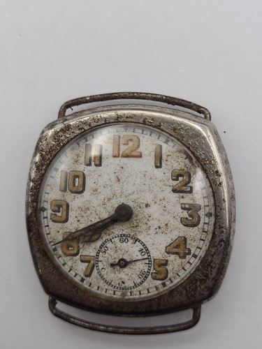 ANTIQUE WW1 ERA MILITARY TRENCH WRIST WATCH WIRE LUGS - For Parts Or Repair