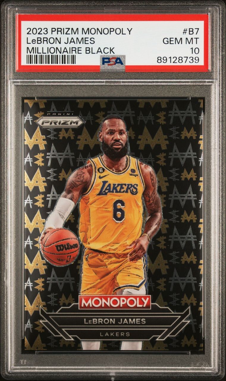 2023-24 PRIZM MONOPOLY LeBRON JAMES MILLIONAIRE BLACK GOLD #B7 SSP PSA 10 POP 1!