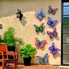 Metal Butterfly Wall Hangings 8PCS - Artistic Decor for Living Room, Bedroom
