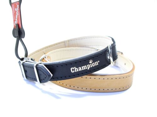 Strong Champion Hand Crafted LEATHER TOP & BOTTOM DOG PUPPY COLLAR - Picture 2 of 3