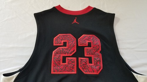 NIKE AIR JORDAN Mens #23 Basketball Jersey Large Black W/ Red Elephant NBA Shirt - Picture 10 of 11