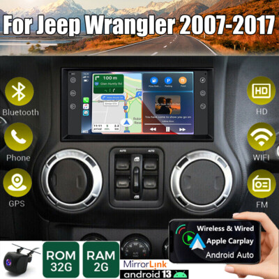 For Jeep Wrangler 2007-2017 Car Stereo Radio Apple CarPlay Android 13 GPS WIFI