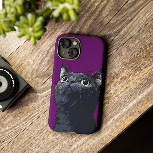 For iPhone | Samsung Galaxy | Pixel Phone Case - Black Cat Purple - Picture 56 of 255