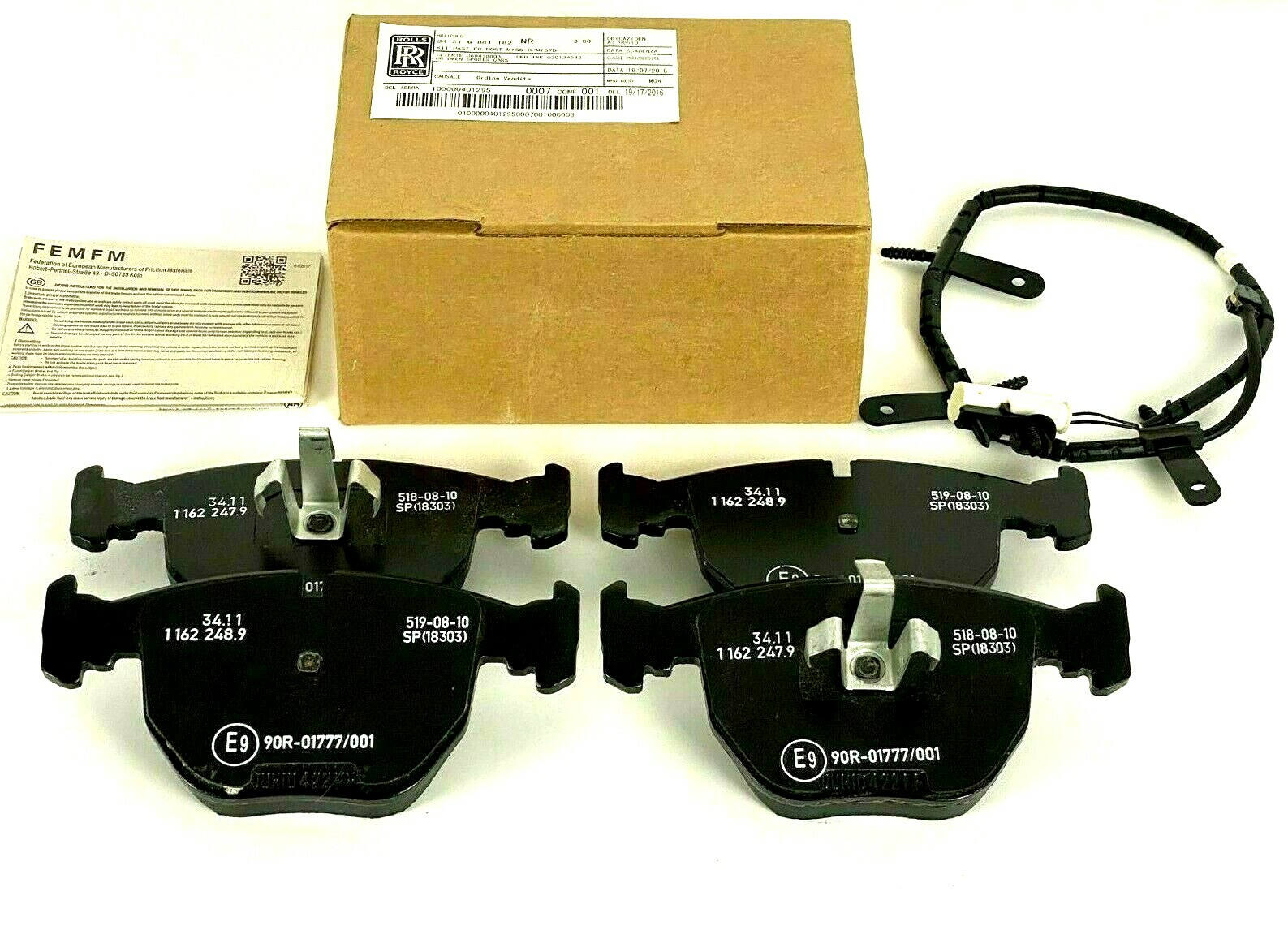 🚚Rolls Royce Ghost, Wraith & Dawn Rear Brake Pad With Sensors