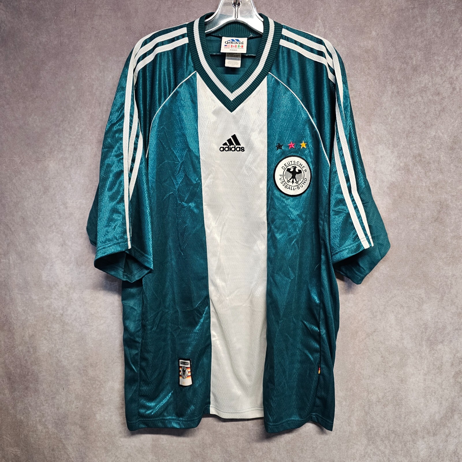 Vintage 1998 ADIDAS Germany World Cup Green Futbol Soccer Jersey Men's 2XL