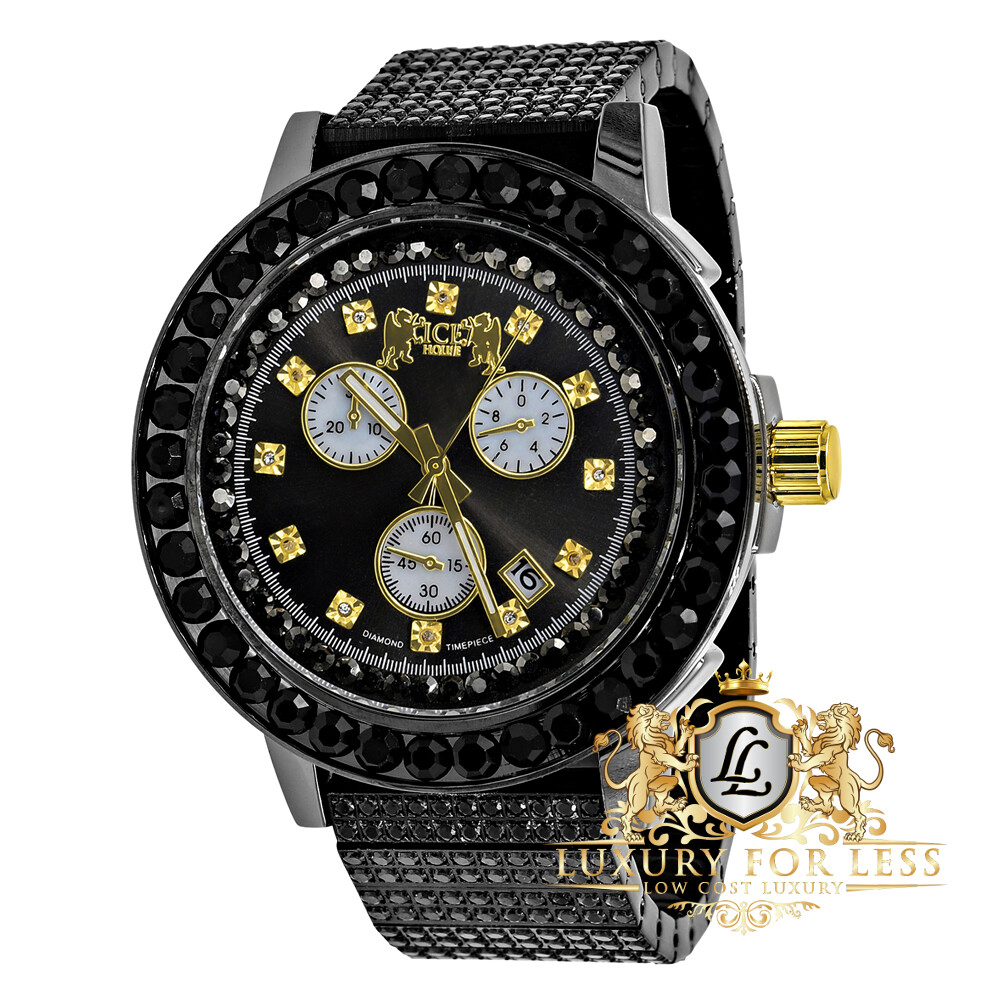 Black Diamond Solitare Quartz Watch Luxurman Liberty Black Diamond Watch For Men 1/4ct 967949 main image 4