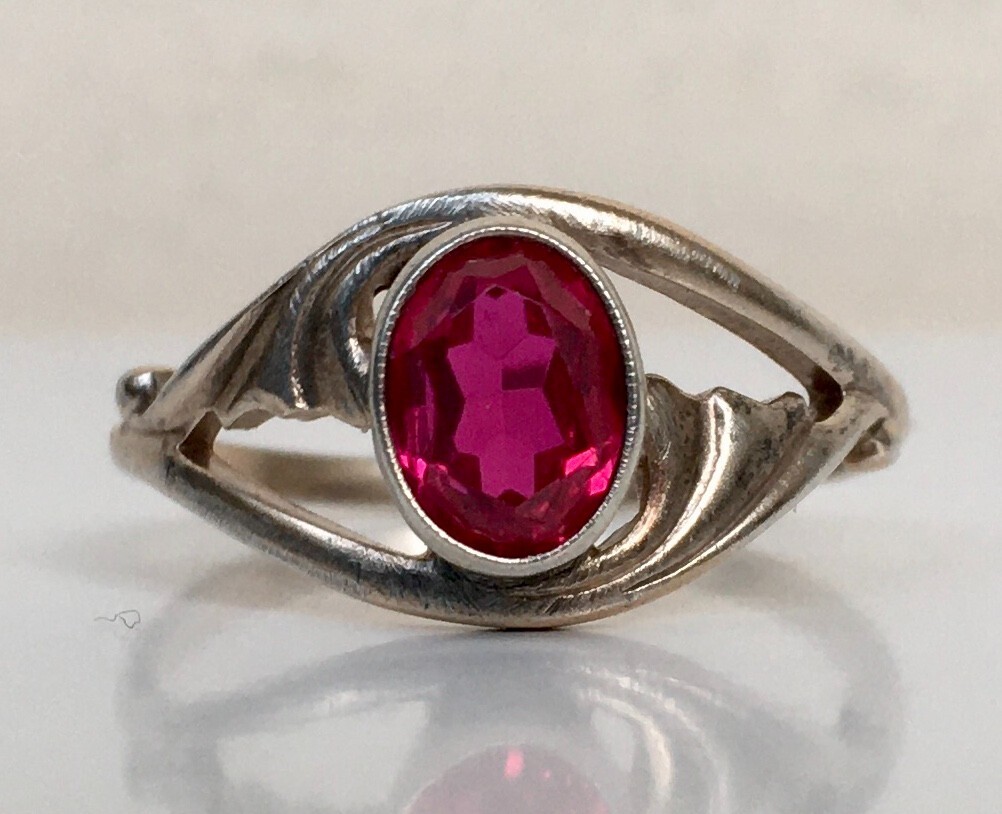 Ring №51 Vintage Soviet Red Ruby Ring Silver Ring… - image 11