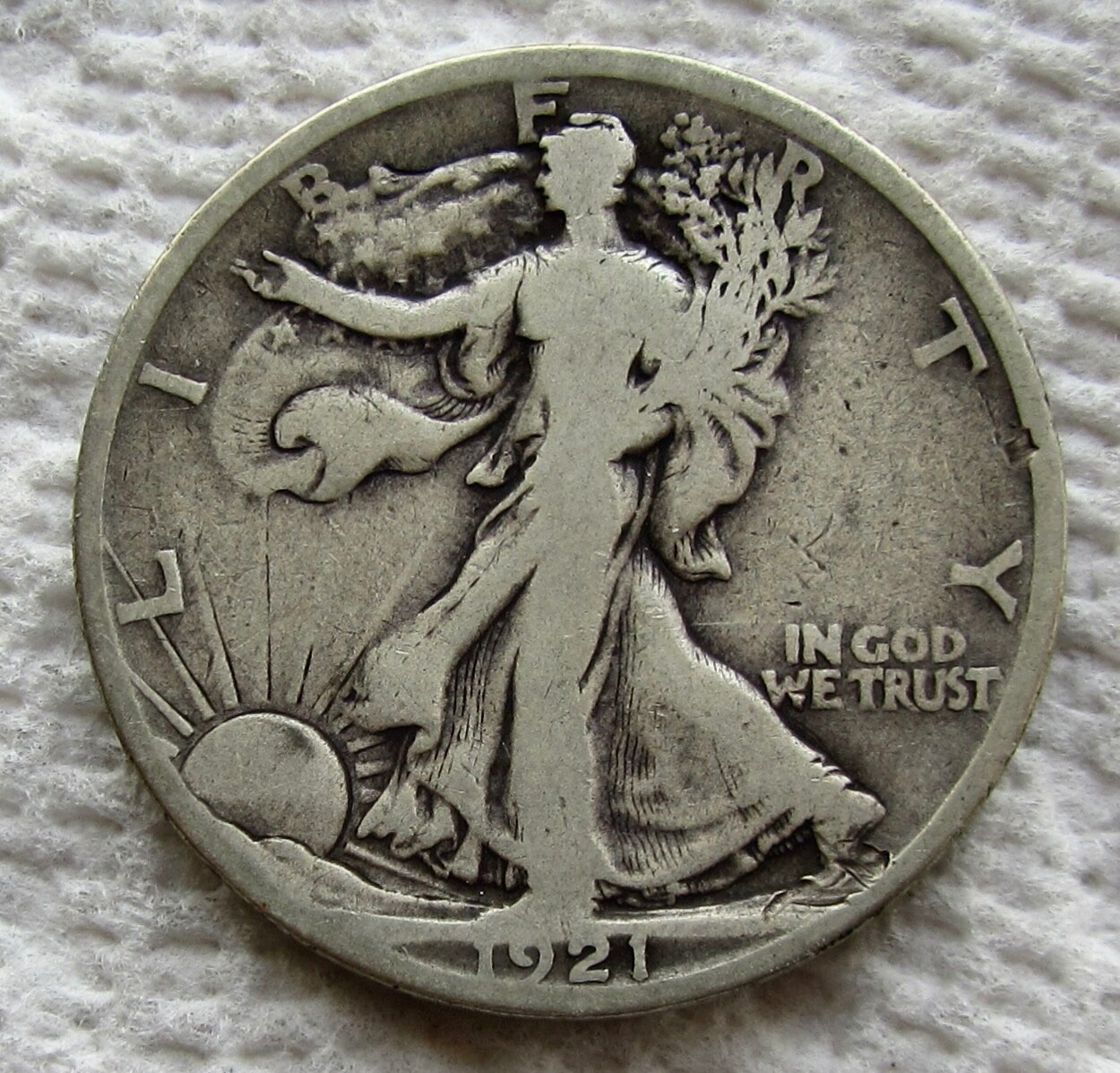 1921-S Walking Liberty Silver Half Dollar Early Rare Key Date VG / Fine Damaged