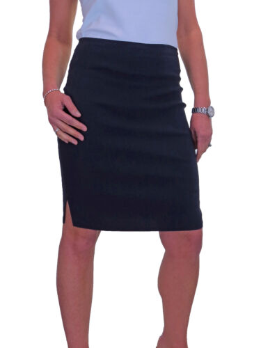 Womens Stretch Pencil Skirt School Office Navy Blue Sizes 6-18 - Picture 1 of 4