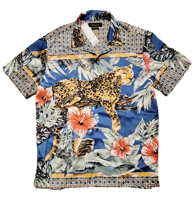 Urban Outfitters Shirt Mens (Medium)  Multi Color Animal Leopard Floral Print