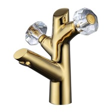 Gold Bathroom Crystal Double Handles Basin Mixer Tap bathroom basin sink faucet
