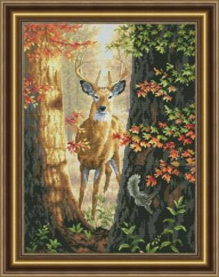 Cross stitch kit Forest deer 24x32cm Aida 16ct embroidery needlepoint kit