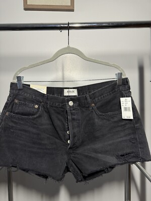 【関税込み】AGOLDE ブラック Parker デニムショートパンツ Parker Long Short in Fright – AGOLDE