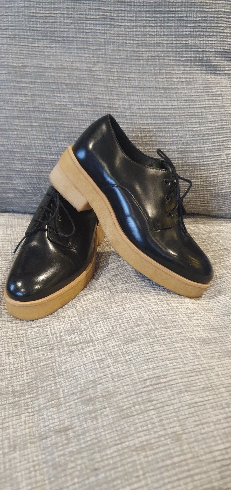 Cos Black Leather Chunky Platform Lace 