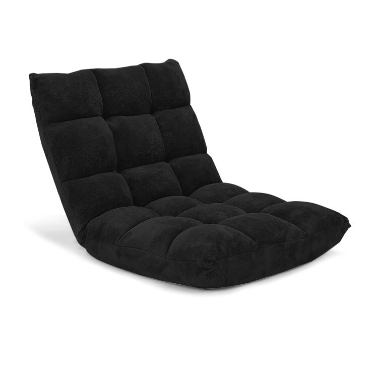 Modern Floor Gaming Cushion Chair Adjustable 14-Position Couch Living Room Black