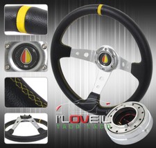 350mm Removable Steering Wheel W 1.5 Chrome Quick Release Horn Button