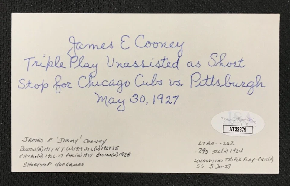 Jimmy Cooney Signed 3x5 Card JSA Cert w/COA 1920s MLB Shortstop C. Cubs (d.'91)! - Image 2 of 4