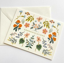 RIFLE PAPER CO. Greeting Card  Envelope - "WILDWOOD CONGRATS" Floral, Gold 