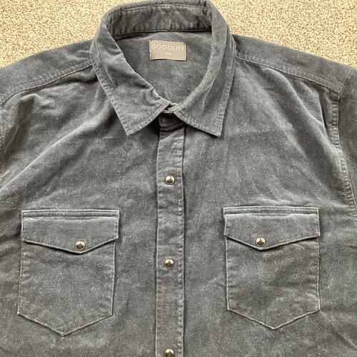 Goodlife Shirt Adult Large Corduroy Pearl Snap Ribbed Button Up Pocket Mens - Picture 2 of 9