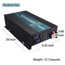 4000W Pure Sine Wave Inverter 36V to 120V Power Converter Solar System Car Home