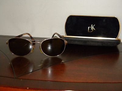 Vtg Donna Karan Sunglasses Tortoise Shell Round Brown Black  display picture 3