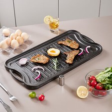 Large Cast Iron Non Stick Griddle Pan Reversible BBQ Hot Plate Barbecue Grill