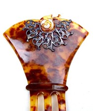 Victorian faux tortoiseshell Spanish hair comb - NO US IMPORT FEES