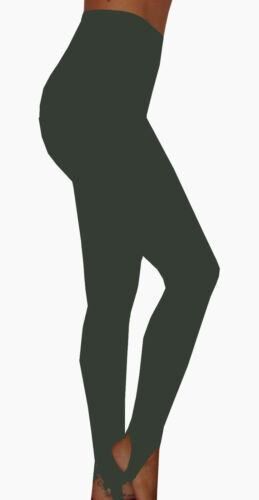 WOMENS BLACK NAVY KHAKI BROWN WHITE STIRRUP LEGGINGS UK 6 - 28 FULL LONG X LONG - Picture 5 of 5