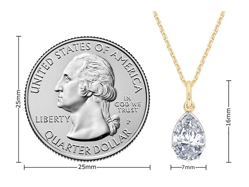 0.91 Ct Diamond Solitaire Pendant Necklace in 10k Solid Gold Lab Grown - Picture 2 of 16