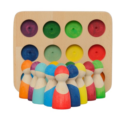 Rainbow Stacking Building Blocks Autism Educational Montessori Grimms Wooden Toy - Picture 75 of 100