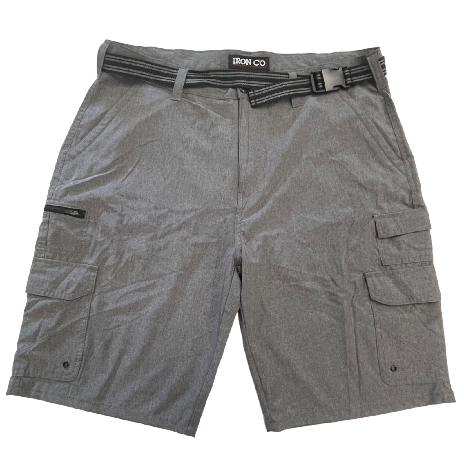 Iron Co 38 Shorts Gray Cargo Zip Pockets Utility Belt… Gem