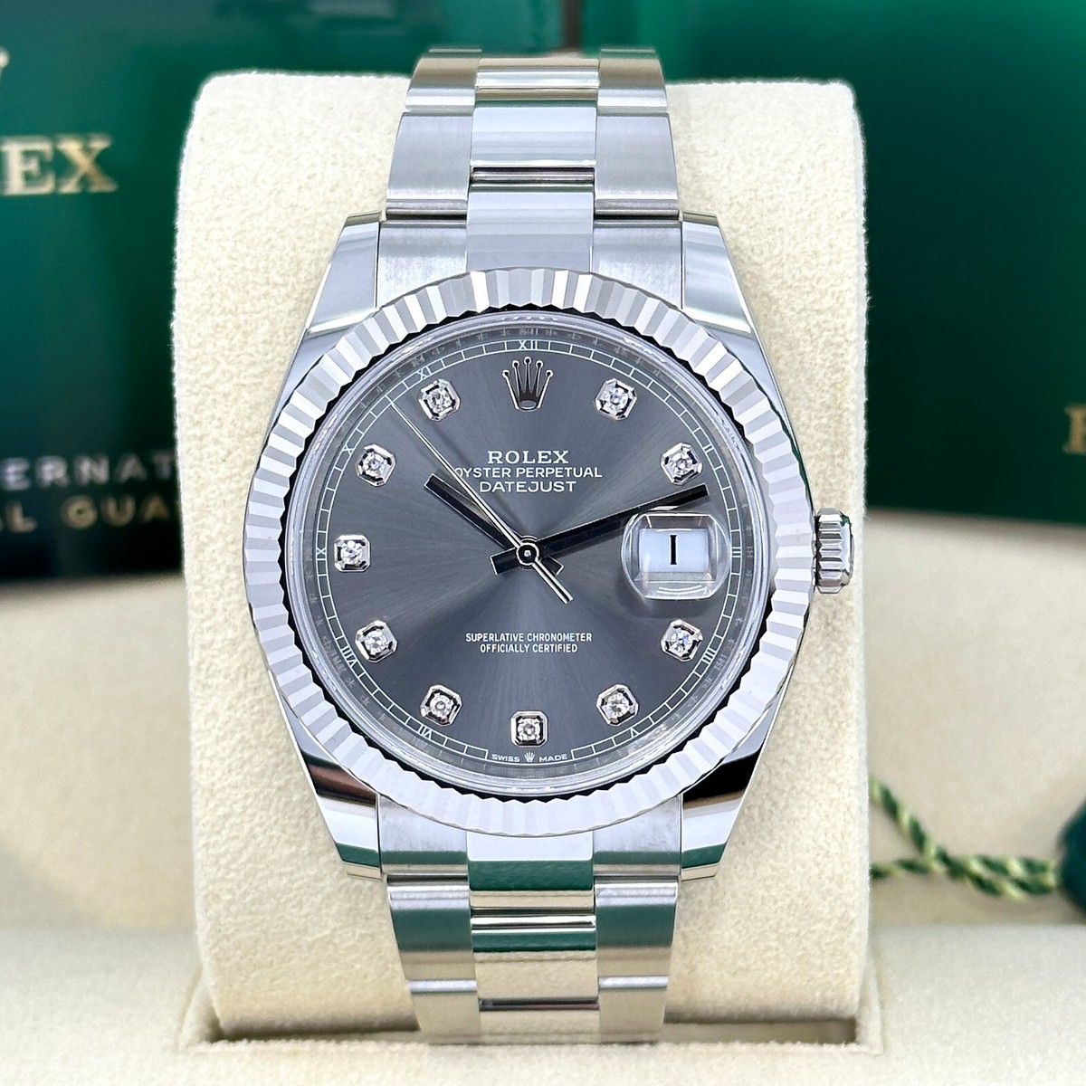 c-40420-5-kt！ Rolex 126334 Datejust 41mm, W/G Fluted Bezel, Silver Dial