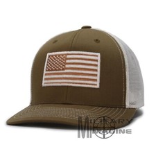 American US Flag hat Coyote / White cap Trucker Mesh Tactical Operator Snapback