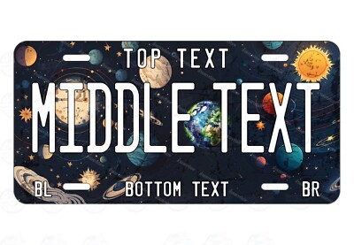 Galaxy of the Universe Planets License Plate Tag Personalized for Auto Bike ATV