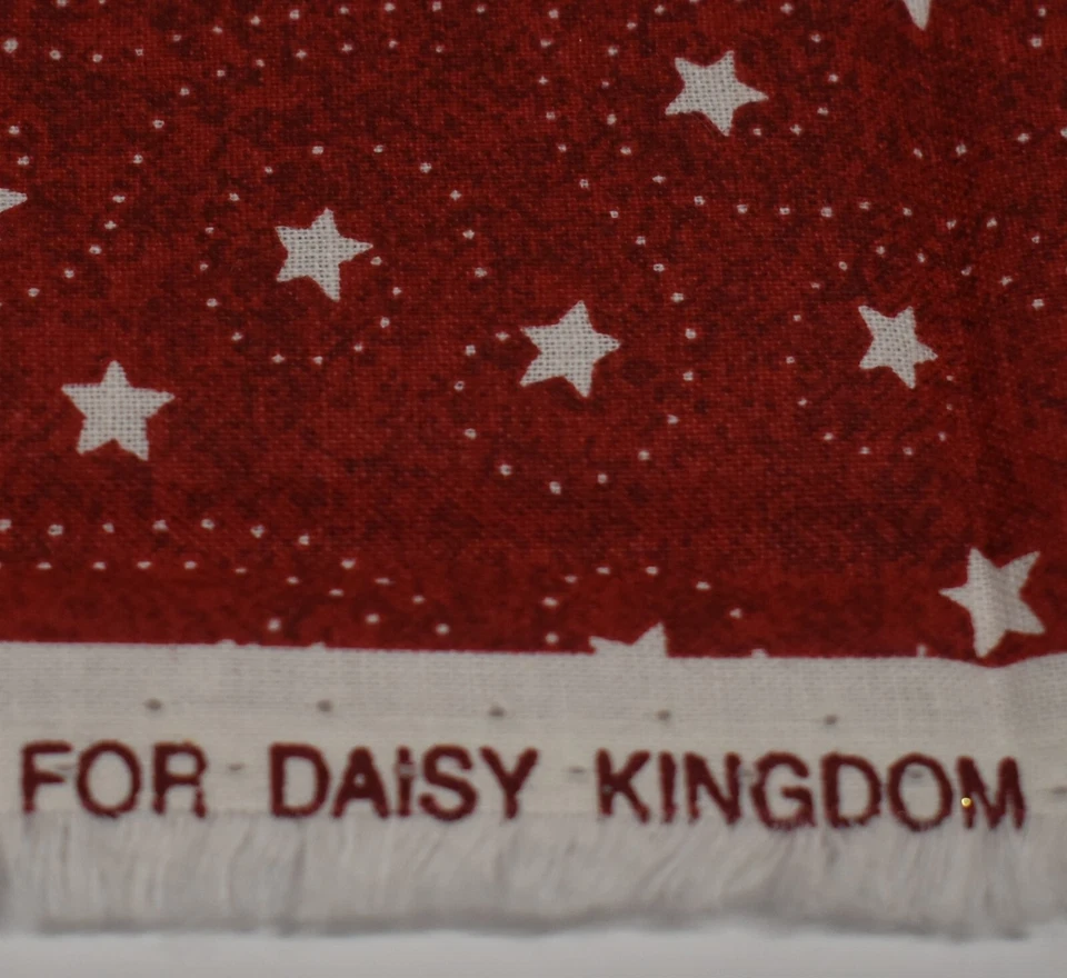 21" x 45" COTTON FABRIC red ROLY POLY SANTAS SHOOTING STARS daisy kingdom VTG - Image 4 of 4