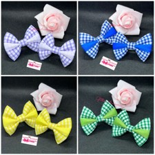 School Gingham Bow Bobbles Hairband Headband Elastic Hair Tie Band Summer Dress
