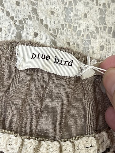 Blue Bird Women's Tank Dress Gauze Crochet Top Brown Boho Fairy Cottage Core Med - Picture 15 of 15