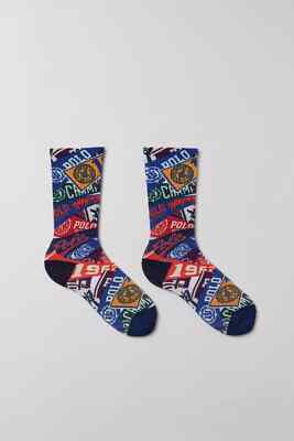 RARE!  Polo Ralph Lauren Men's Blue Pep Rally Crew Socks  UNIQUE ITEM NWT 
