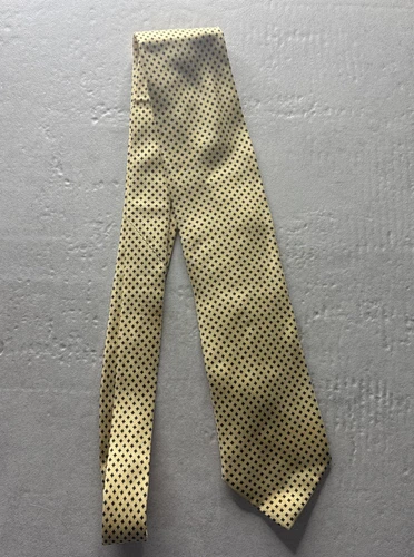 Cravate PRADA jaune bleu diamant imprimé géométrique 100% soie Italie