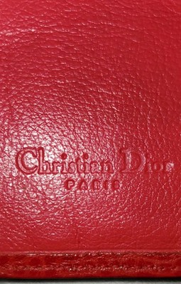 ヴィンテージChristian Dior クラッチバッグ レッド Christian DIOR Clutch Wallet RED Leather Long~Slim LOGO STUD