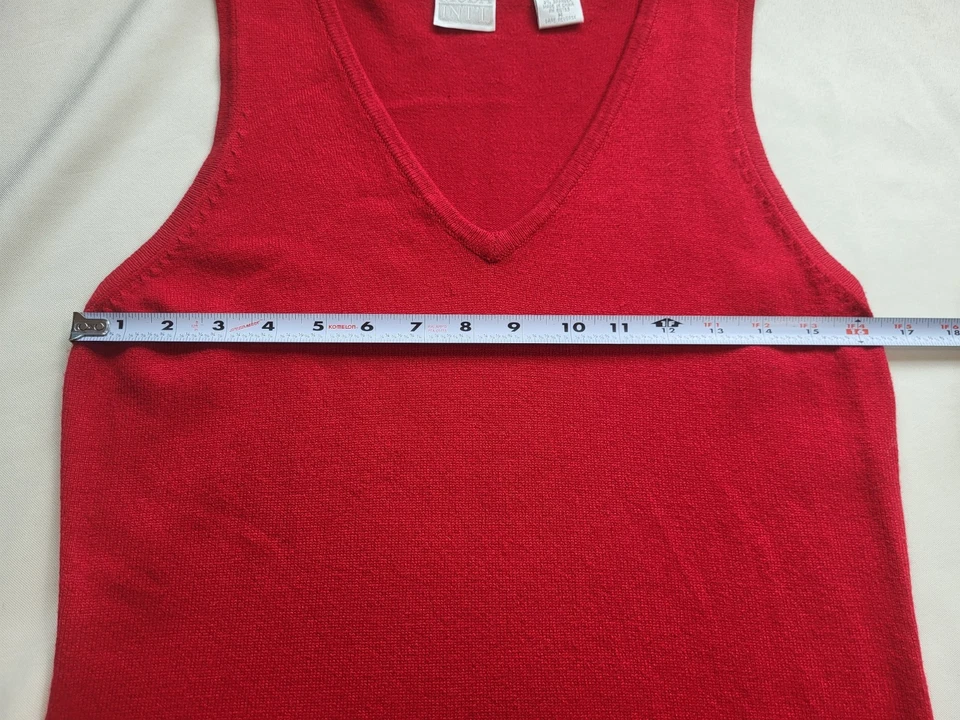 Vintage Moda INTL Sweater Dress Red Knit Silk Blend Sleeveless V Neck 90s Y2K - Image 4 of 4