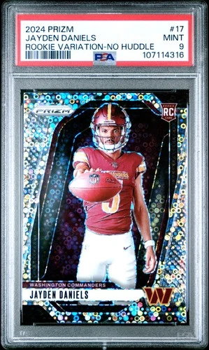 2024 Panini Prizm #17 Jayden Daniels Rookie Variation-No Huddle PSA 9