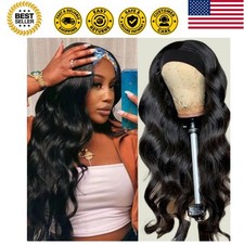 Headband Wigs for Black Women Human Hair Body Wave Head Band Wig 100 Brazili...